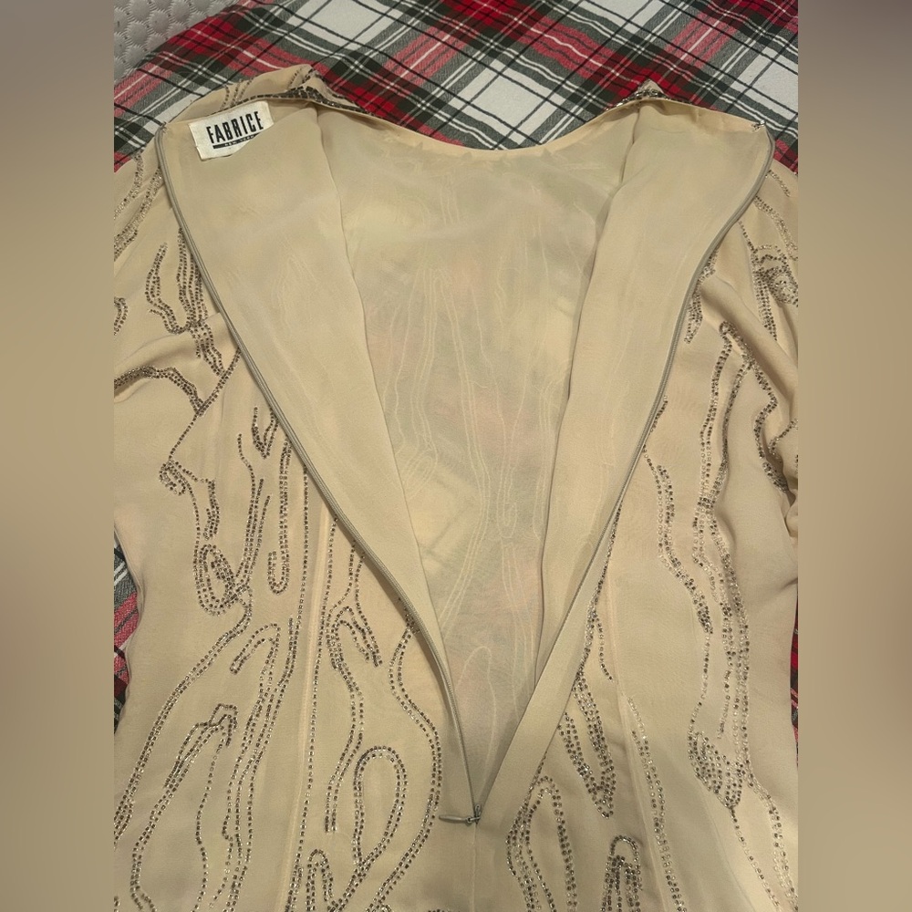 VINTAGE RARE "Fabrice" 80s/90s beaded cream cocktail dress - Picture 4 of 6